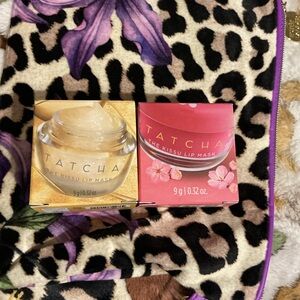 Tatcha Skincare lip mask the kissu Set in Gold plum